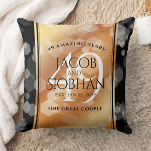 Elegant 49th Copper Wedding Anniversary Cushion