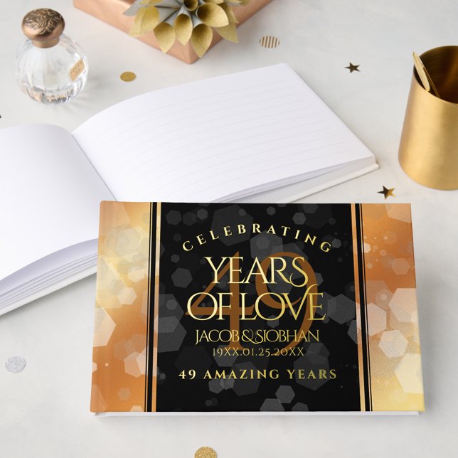 Elegant 49th Copper Wedding Anniversary Guest Book (Elegant 49th Copper Wedding Anniversary Foil Guest Book Cover Photo)