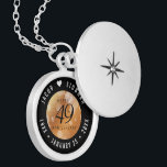 Elegant 49th Copper Wedding Anniversary Locket Necklace<br><div class="desc">Commemorate the 49th wedding anniversary with this elegant locket! Elegant black and white lettering with hexagonal confetti on a copper foil background add a memorable touch for this special occasion and extraordinary milestone. Customise with the happy couple's names, and dates for their copper anniversary. Design © W.H. Sim, All Rights...</div>