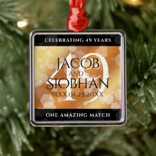 Elegant 49th Copper Wedding Anniversary Metal Ornament