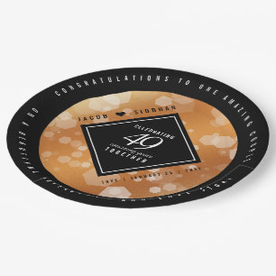 Elegant 49th Copper Wedding Anniversary Paper Plate