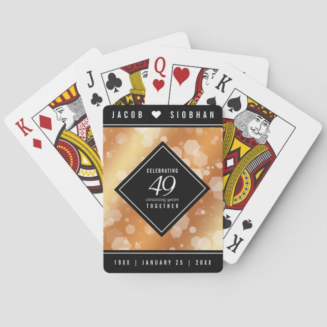 Elegant 49th Copper Wedding Anniversary Playing Cards (Back)