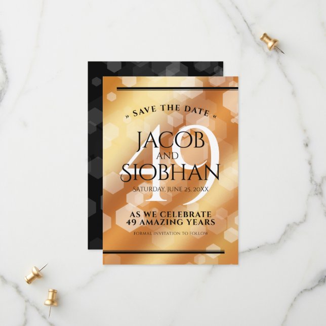 Elegant 49th Copper Wedding Anniversary Save The Date (Front/Back In Situ)