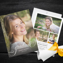 Elegant 4 Photo Calligraphy Script Graduation
