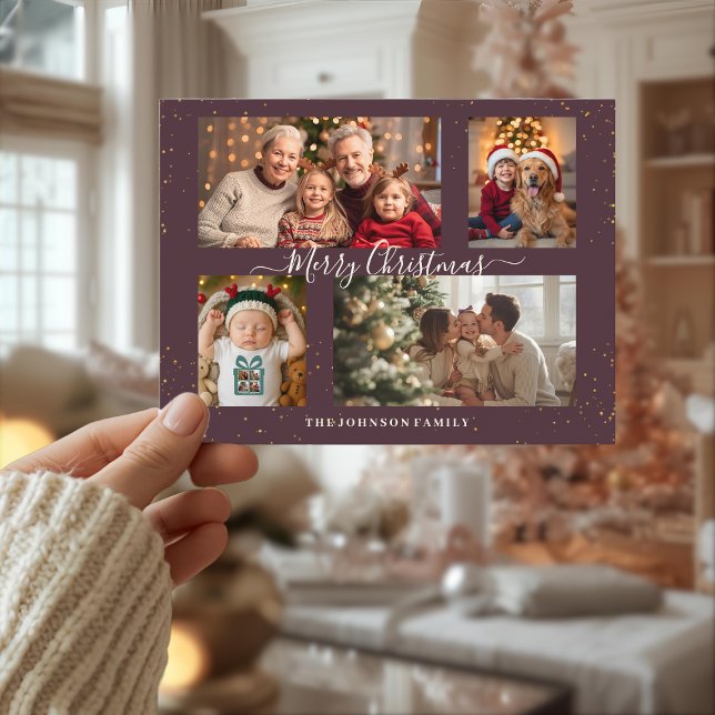 Elegant 4 Photo Christmas Card (Creator Uploaded)