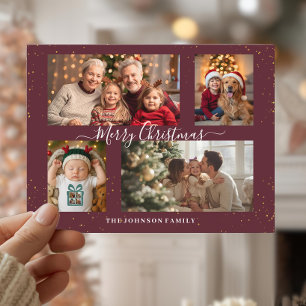 Elegant 4 Photo Christmas Card