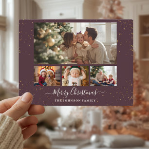 Elegant 4 Photo Christmas Card
