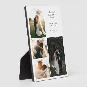 Elegant 4 Photo Collage Couple Wedding Anniversary Plaque