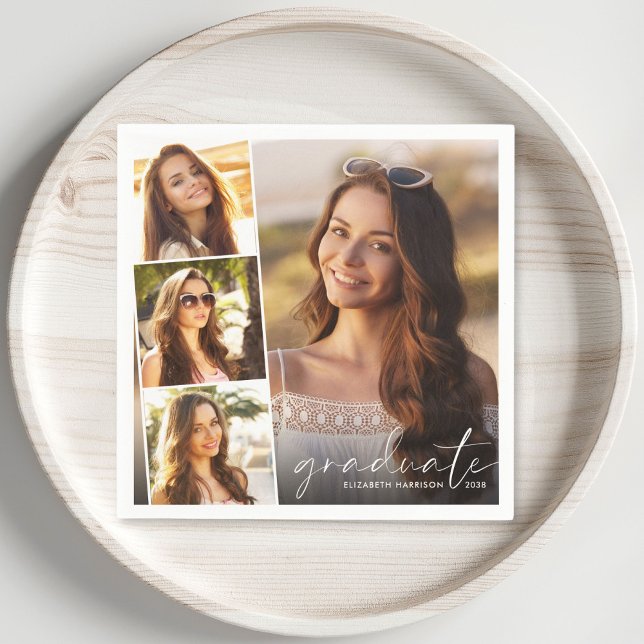 Elegant 4 Photo Collage Graduation Party Napkin (Creator Uploaded)