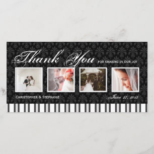 Elegant 4 Photo Wedding Thank You Photo Card