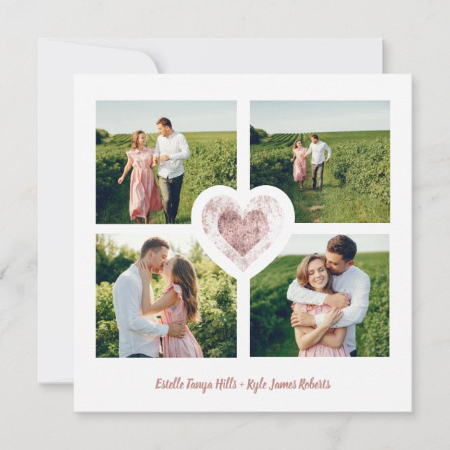 Elegant 4 Photos Instant Engaged Couple Session Save The Date (Front)
