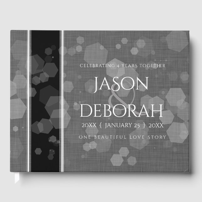 Elegant 4th Linen Wedding Anniversary Celebration Guest Book (Front)
