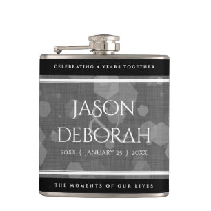 Elegant 4th Linen Wedding Anniversary Celebration Hip Flask