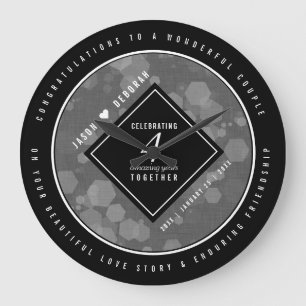 Elegant 4th Linen Wedding Anniversary Celebration Large Clock