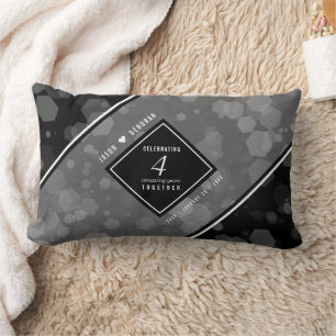 Elegant 4th Linen Wedding Anniversary Celebration Lumbar Cushion