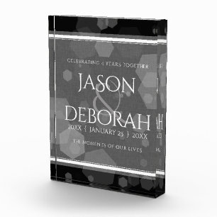 Elegant 4th Linen Wedding Anniversary Celebration Photo Block