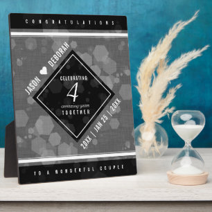 Elegant 4th Linen Wedding Anniversary Celebration Plaque