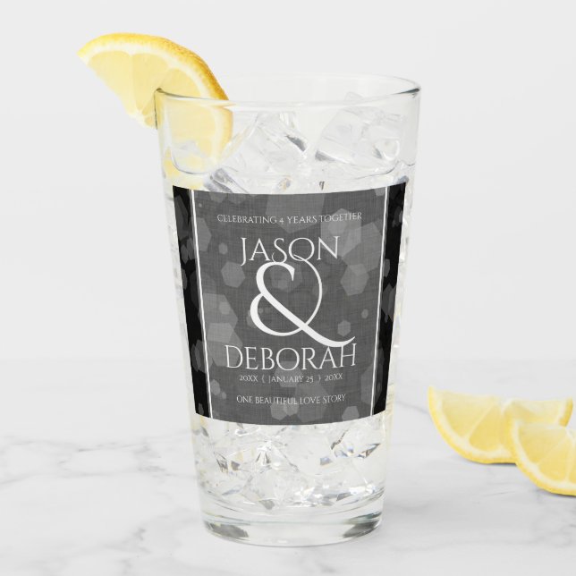 Elegant 4th Linen Wedding Anniversary Glass (Front Ice)