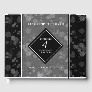 Elegant 4th Linen Wedding Anniversary Guest Book