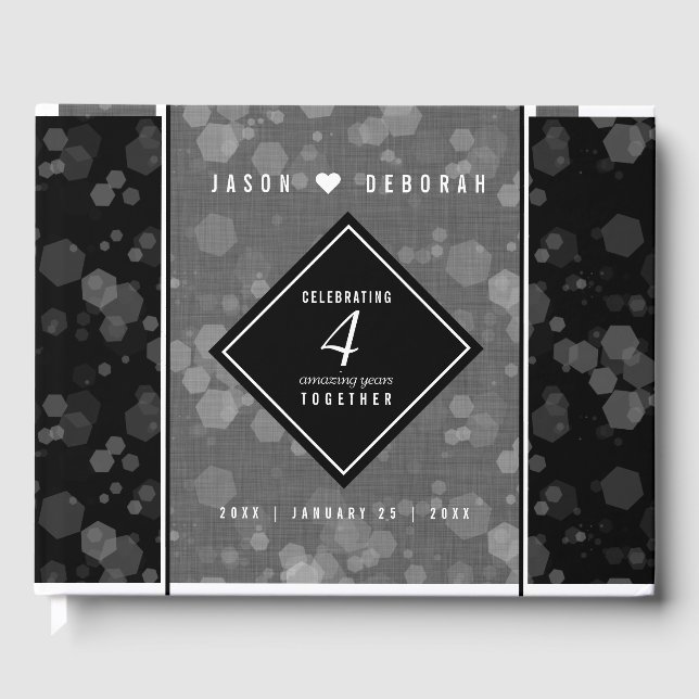 Elegant 4th Linen Wedding Anniversary Guest Book (Front)