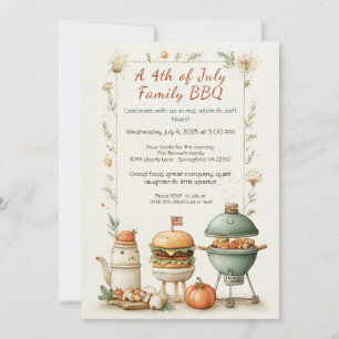 Elegant 4th of July BBQ Invitation – Soft Line Art