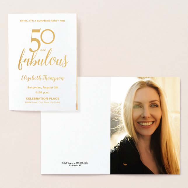 Elegant 50 and fabulous 50th Birthday Foil Card (Display)