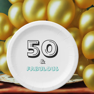 Elegant 50 and Fabulous Birthday Party Paper Plate