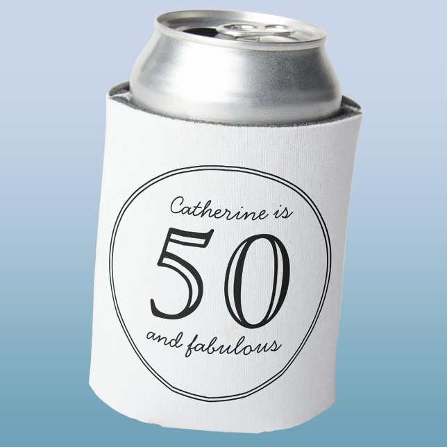 Elegant 50 and Fabulous Name Birthday Can Cooler (Fifty 50 and fabulous personalized name birthday can cooler)
