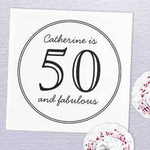 Elegant 50 and Fabulous Name Birthday Party Napkin