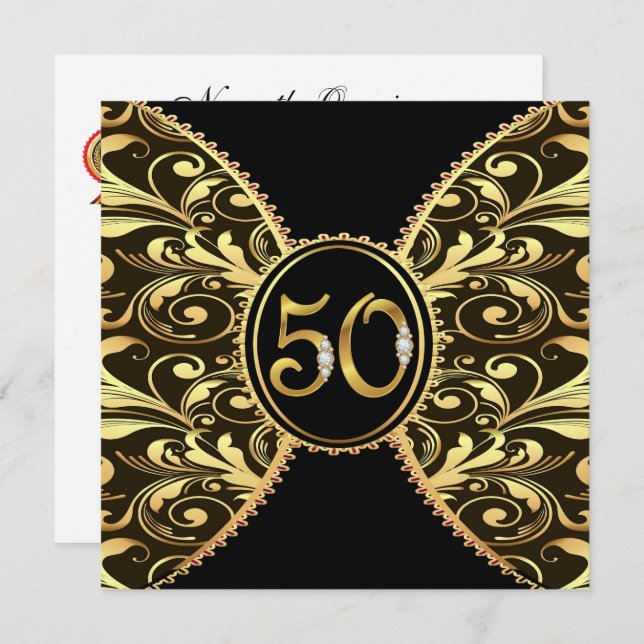 Elegant 50 Anniversary or Birthday Invitation (Front/Back)