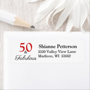 Elegant 50 & Fabulous 50th Birthday Return Address Label