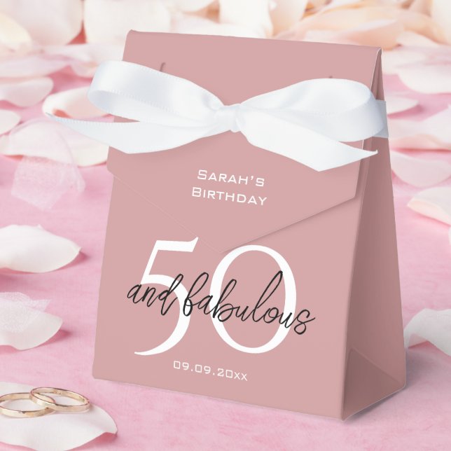 Elegant 50 & Fabulous Birthday Dusty Pink Girly  Favour Box (Wedding)