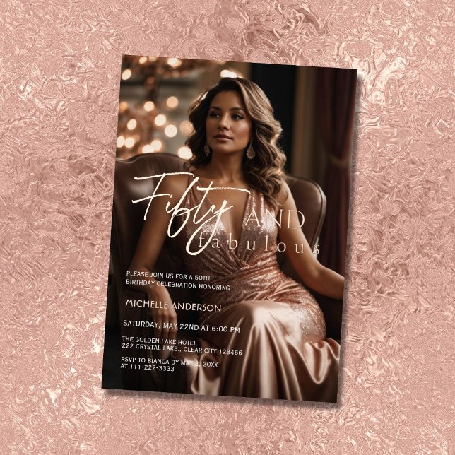 Elegant 50 & Fabulous Photo Rose Gold (Creator Uploaded)