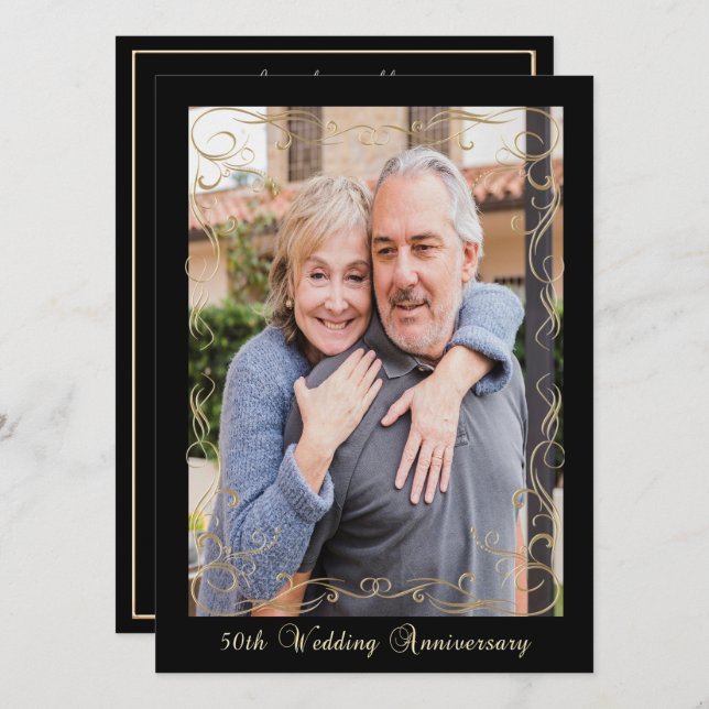 Elegant 50th Anniversary Celebration Invitation (Front/Back)