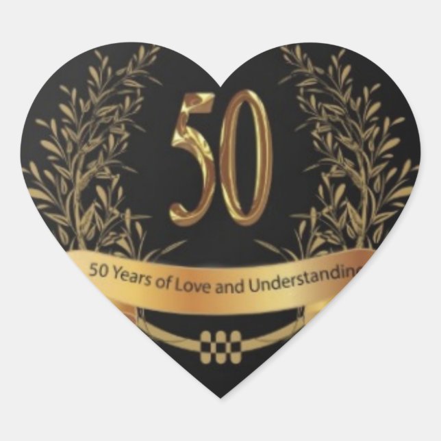 ELEGANT 50th ANNIVERSARY GIFTS Heart Sticker (Front)