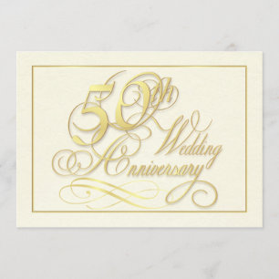 Elegant 50th Anniversary Invitations - Inexpensive