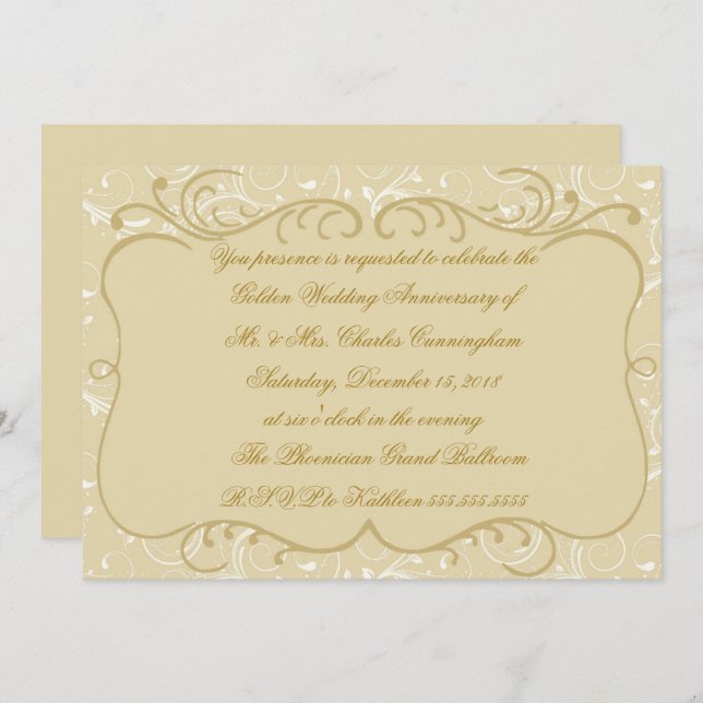 Elegant 50th Anniversary Invite (Front/Back)
