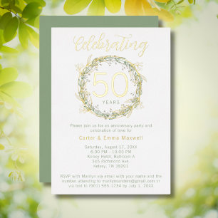 Elegant 50th Anniversary Party Invite Real Foil