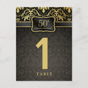Elegant 50th Anniversary Table Number Card