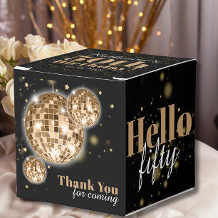 Elegant 50th Birthday Black Faux Gold Thank You Favour Box