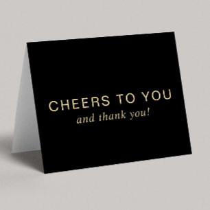 Elegant 50th Birthday Black Gold Thank You Card