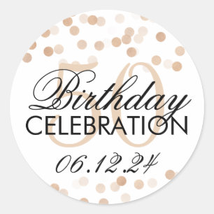 Elegant 50th Birthday Copper Foil Glitter Lights Classic Round Sticker