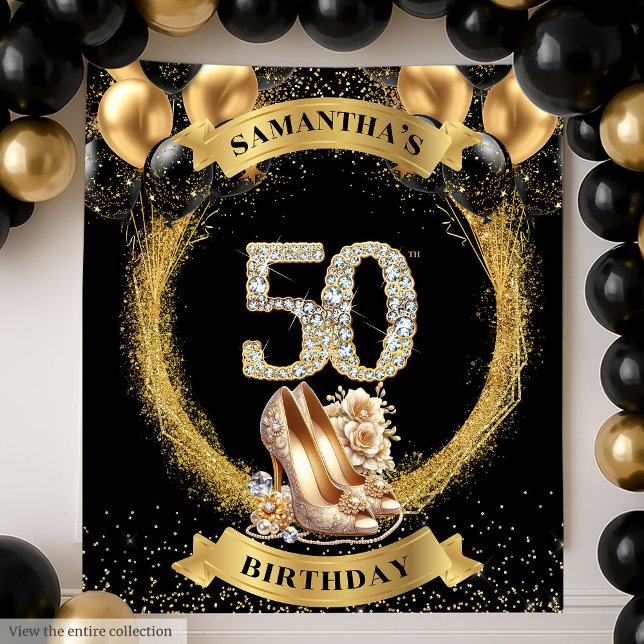Elegant 50th Birthday Diamond Numbers High Heels Tapestry (Elegant 50th Birthday Diamond Numbers High Heels Tapestry)