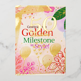 Elegant 50th Birthday Digital Invitation 