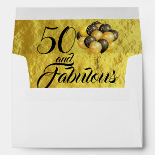 Elegant 50th Birthday Faux Gold Foil Typography Envelope