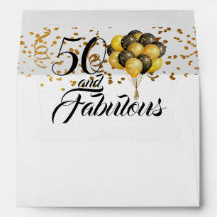 Elegant 50th Birthday Gold Foil Black Typography Envelope