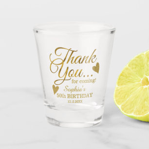 Elegant 50th Birthday Gold Thank You Party Favors Shot Glass