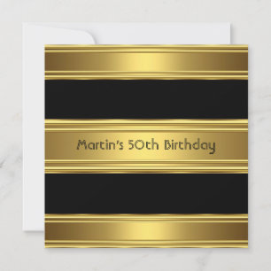 Elegant 50th Birthday Party Black Gold Mans Invitation