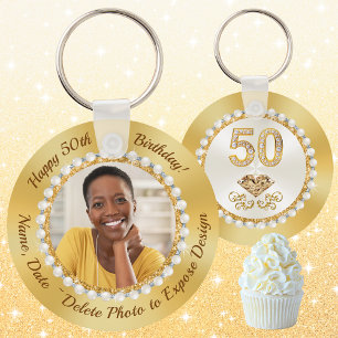 Elegant, 50th Birthday Party Favours for a Woman Key Ring