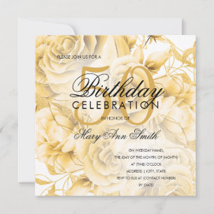 Elegant 50th Birthday Party Floral Gold 